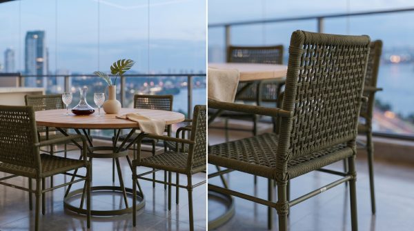 A leveza da natureza, a sofisticação do design. Nossa mesa redonda Olivia em madeira nobre traz o calor do rústico, enquanto as cadeiras em corda náutica dão o toque moderno e acolhedor. Um convite para momentos inesquecíveis. Venha conferir nossa coleção completa em nosso showroom. ✨🌿 Personalize cores da estrutura, corda e tecido diretamente com a nossa equipe, através de um atendimento exclusivo e personalizado. Você sabia? A Jacob’s Design é a única fábrica de alto padrão especializada em móveis de corda náutica e alumínio do Espírito Santo. #Móveisdeluxo #áreaexterna #cordanáutica